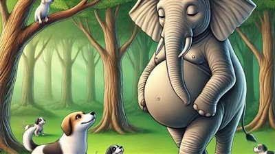قصة تحفه جميلة لقد حملت الفيلة . والكلبة في نفس الوقت