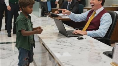 طفل اسود بحذاء مهترئ